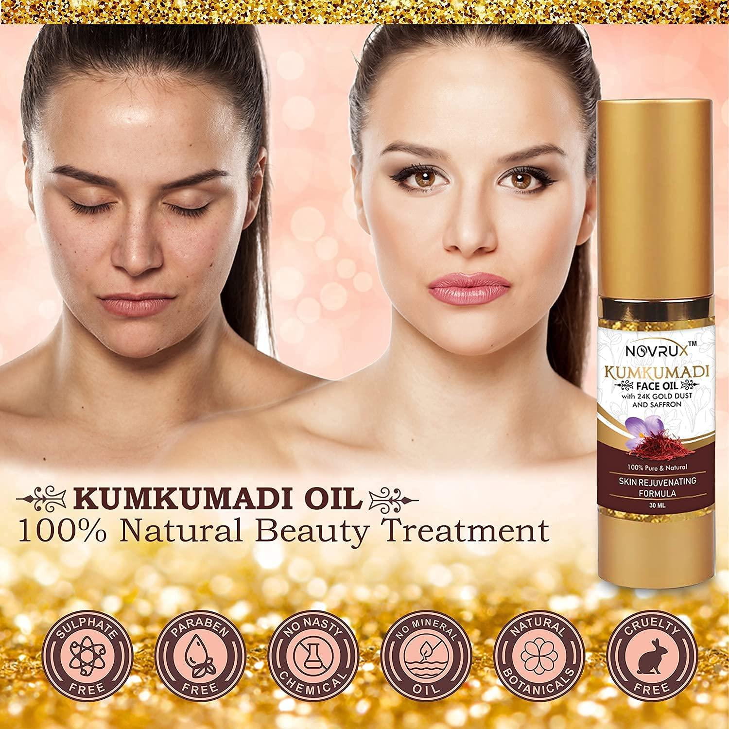 RUP RUP Novrux Kumkumadi Tailam for Face | Ayurvedic Beauty Night Serum | Pure Facial Oil | Kumkumadi Oil with Pure Saffron for Radiance Glowing Skin Enriched with Natural Herbal Extracts - 30 ml