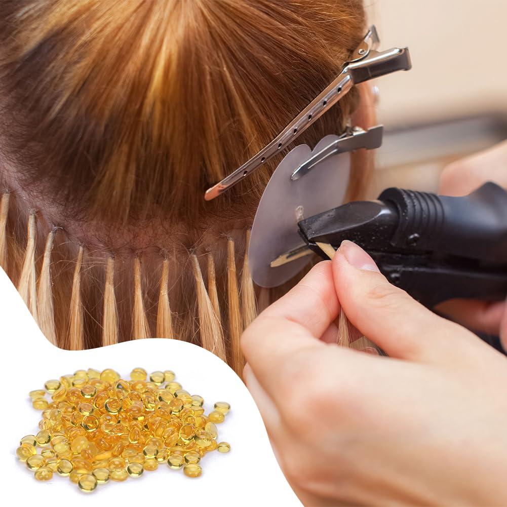 Joyzan Joyzan Hair Extension Granule, Fusions Keratin Pellets Bead Hairing Extensions Granules Hot Melt Grain Making Nail Design Wig Glue Tip Rebond Bead Flat Tool Accessory Total 100g 2 Bottle DIY Accessory