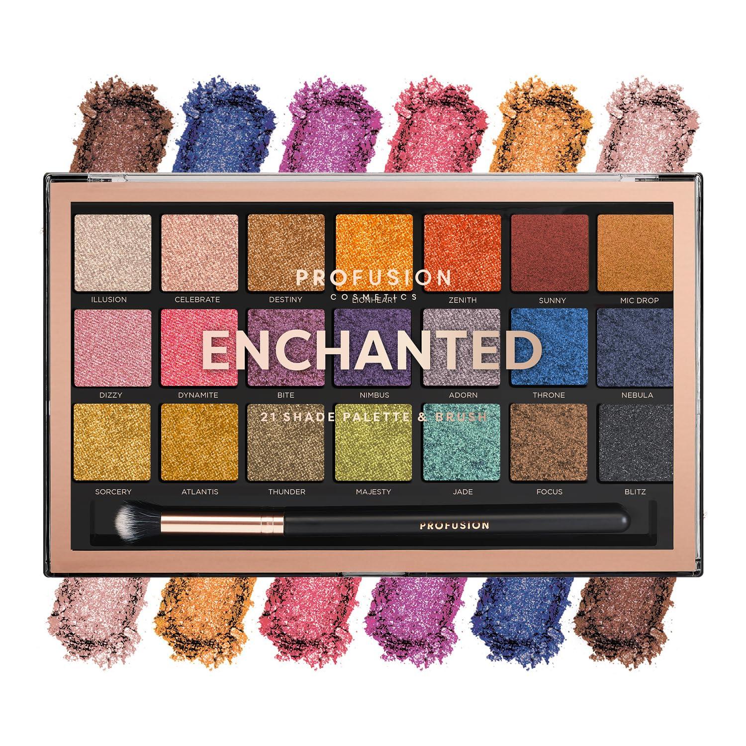 Profusion Cosmetics Profusion Cosmetics Enchanted 21 Shade Eyeshadow Palette and Brush