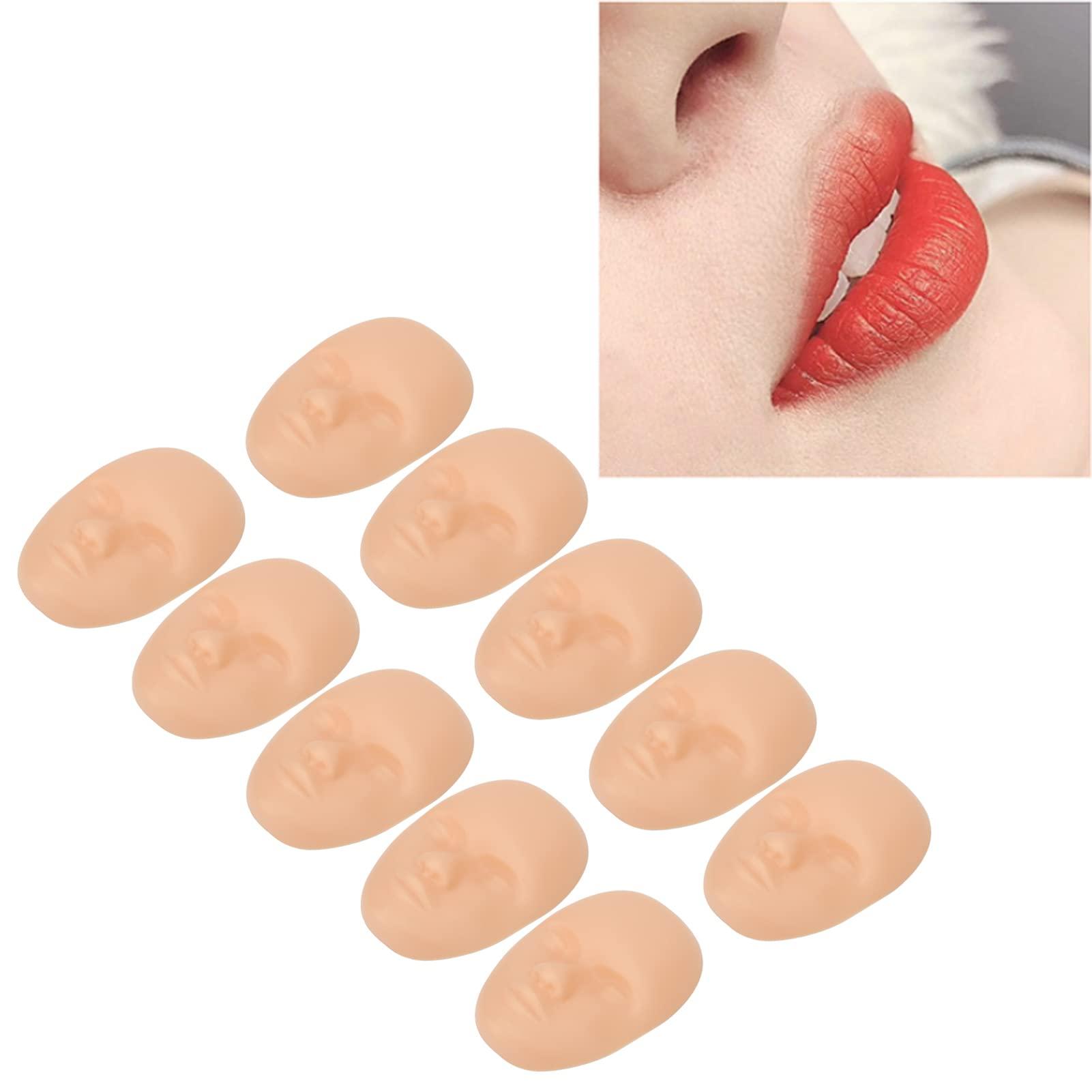 ZJchao ZJchao Makeup Practice Face, 10pcs 3D Soft Silicone Makeup Training Fake Skin Heads Practice Skin Head Makeup Mannequin Face Eyebrow Lip Skin Fake Training Supplies for Beginners Artist