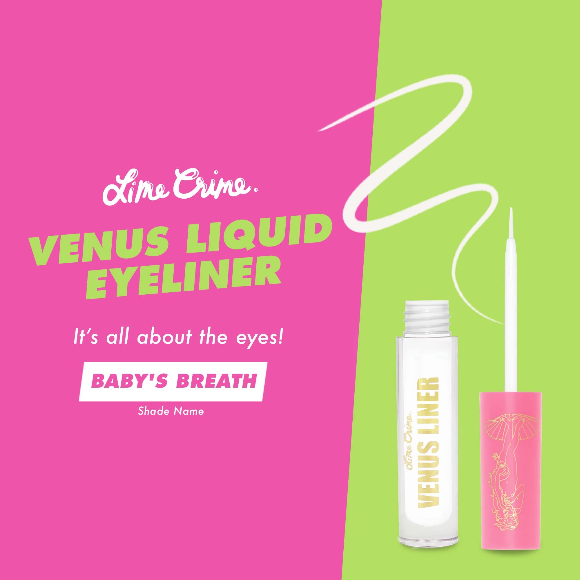 Lime Crime Lime Crime Venus Pigmented Liquid Eyeliner with Precision Brush, Babys Breath (True White) - Ultra Matte Water-Based Formula is Long-Lasting, Smudge-Proof & Quickly Dries - Vegan & Cruelty-Free