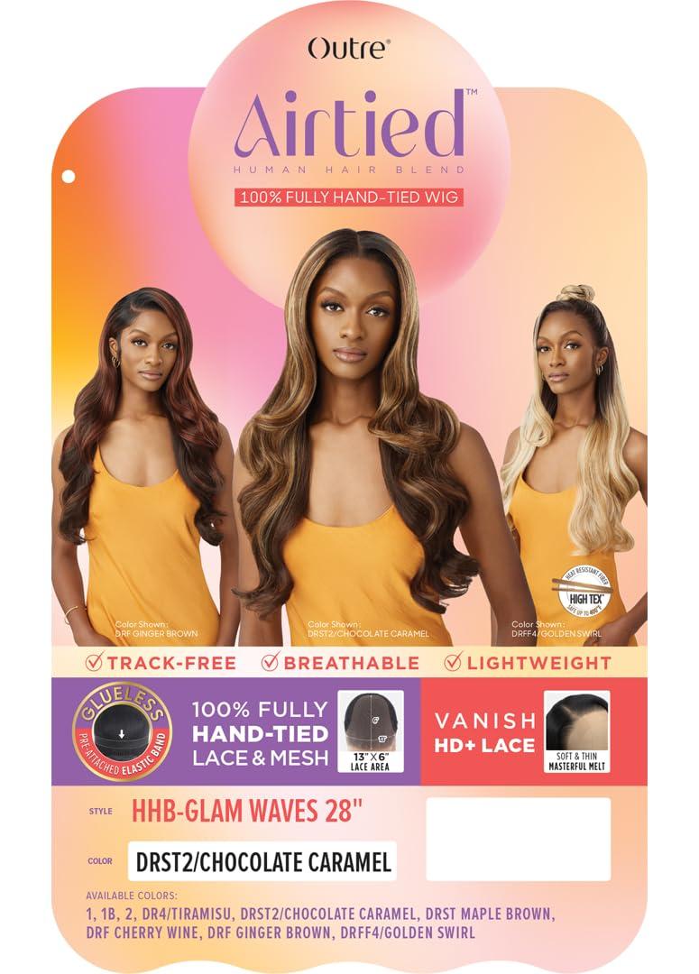 Outre Outre Airtied 100% Fully Hand-Tied Wig - Human Hair Blend - Glam Waves 28\" (2)