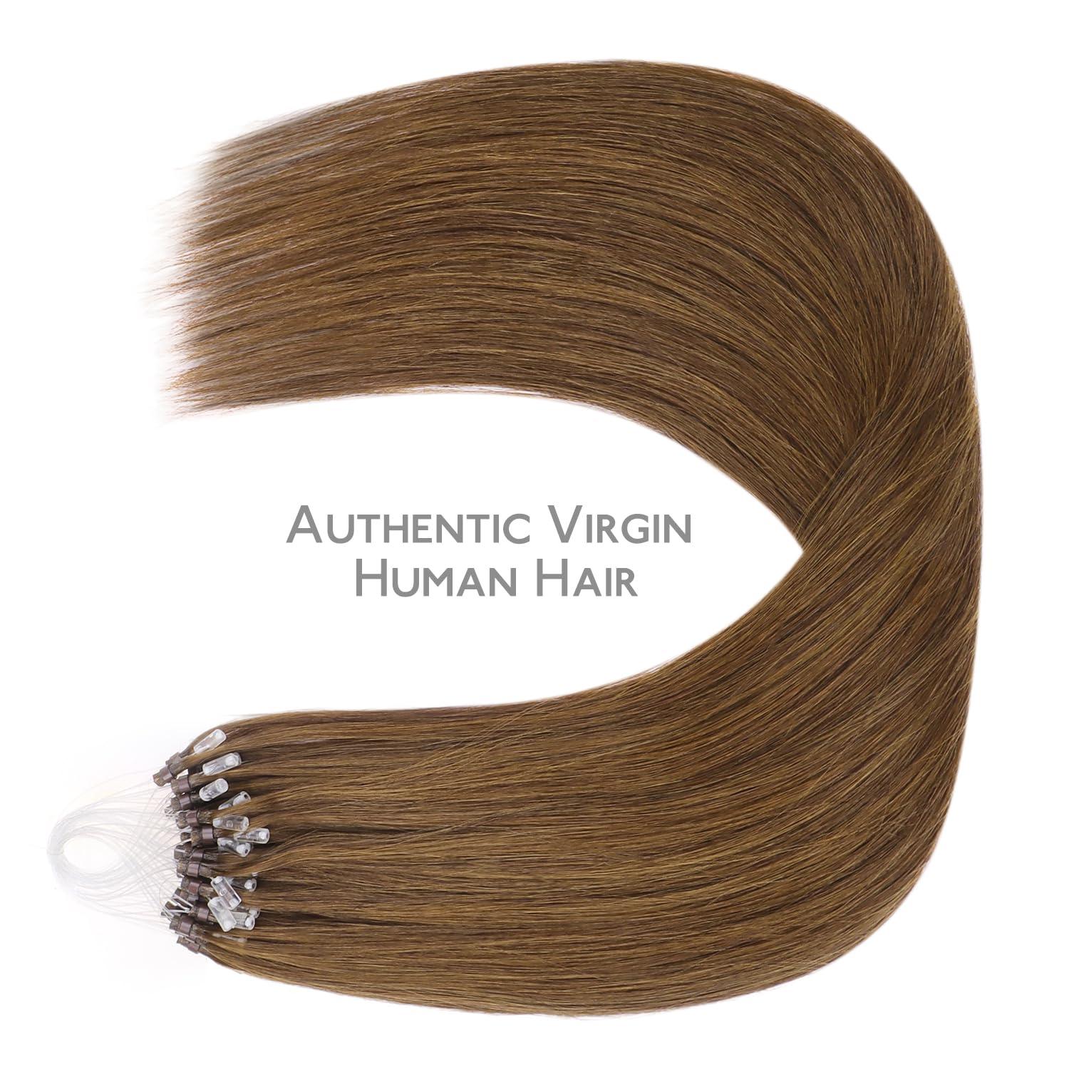 Wennalife WENNALIFE Microlink Hair Extensions Human Hair, 50g 50s 22 Inch Light Auburn Brown Remy Micro Bead Hair Extensions Real Human Hair Micro Link Micro Loop Micro Ring Hair Extensions Straight Microlinks