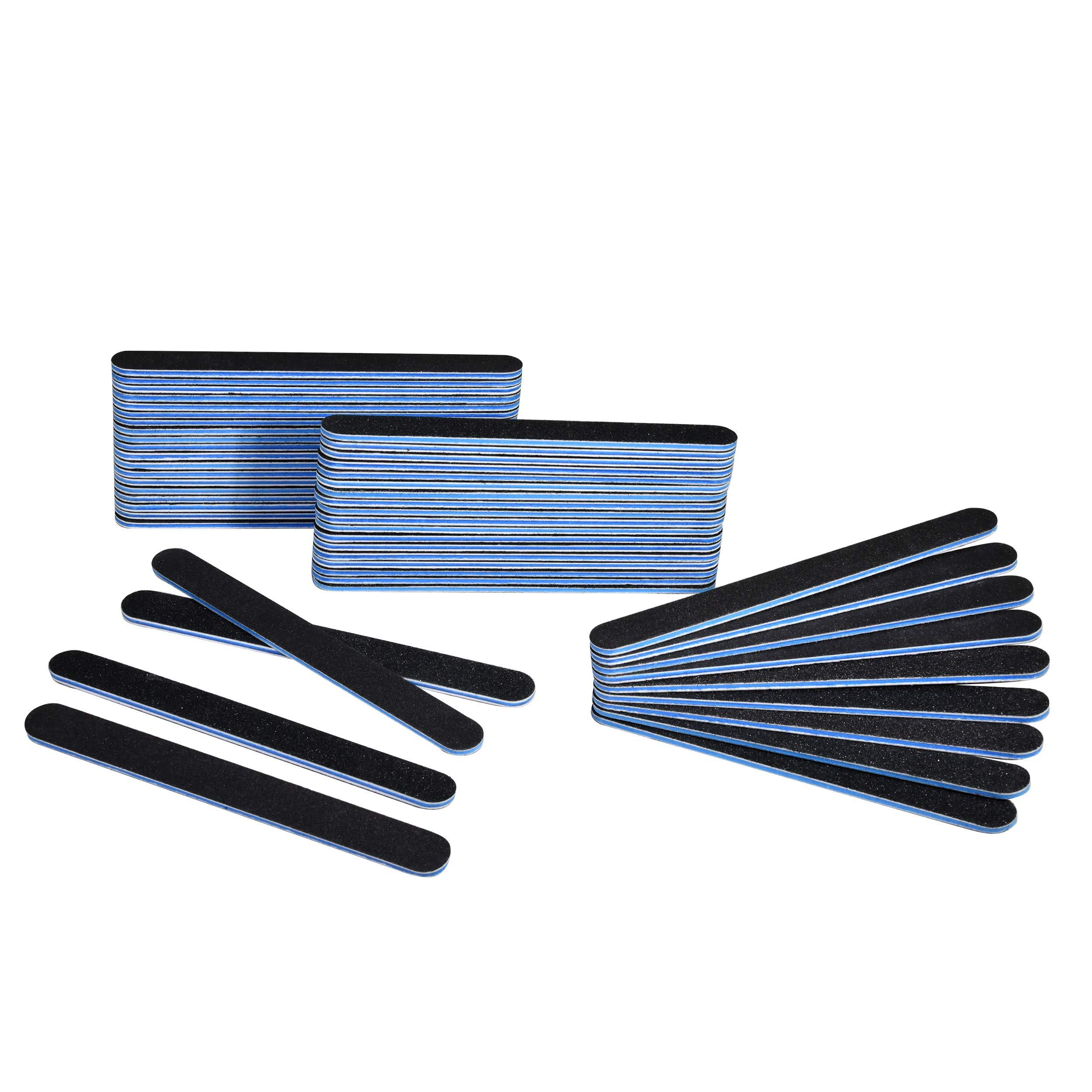 AMT SUPPLY LLC AMT 50 PCS Round Black Nail Files, Black Nail File, Nail Files for Acrylic Nails, Emery Boards for Nails, 80/80 Grit Nail File (50 PCS Nail Files) (Grit 80/80 (Round, Blue)