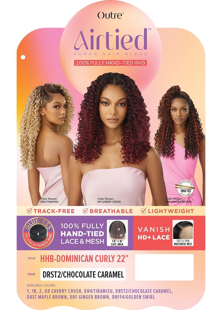 Outre Outre Airtied 100% Fully Hand-Tied Wig - Human Hair Blend - Dominican Curly 22\" (2)