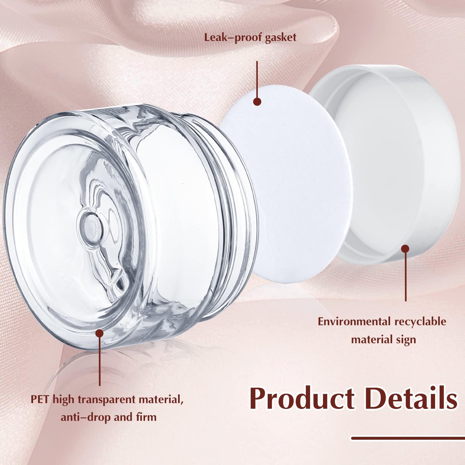 SATINIOR SATINIOR 100 Pcs Plastic Jars with Lids Small Containers Lids Wide Mouth Small Plastic Containers for Lotion Cream Rhinestones Body Butters Travel Storage(2 oz,Clear with White Lid)