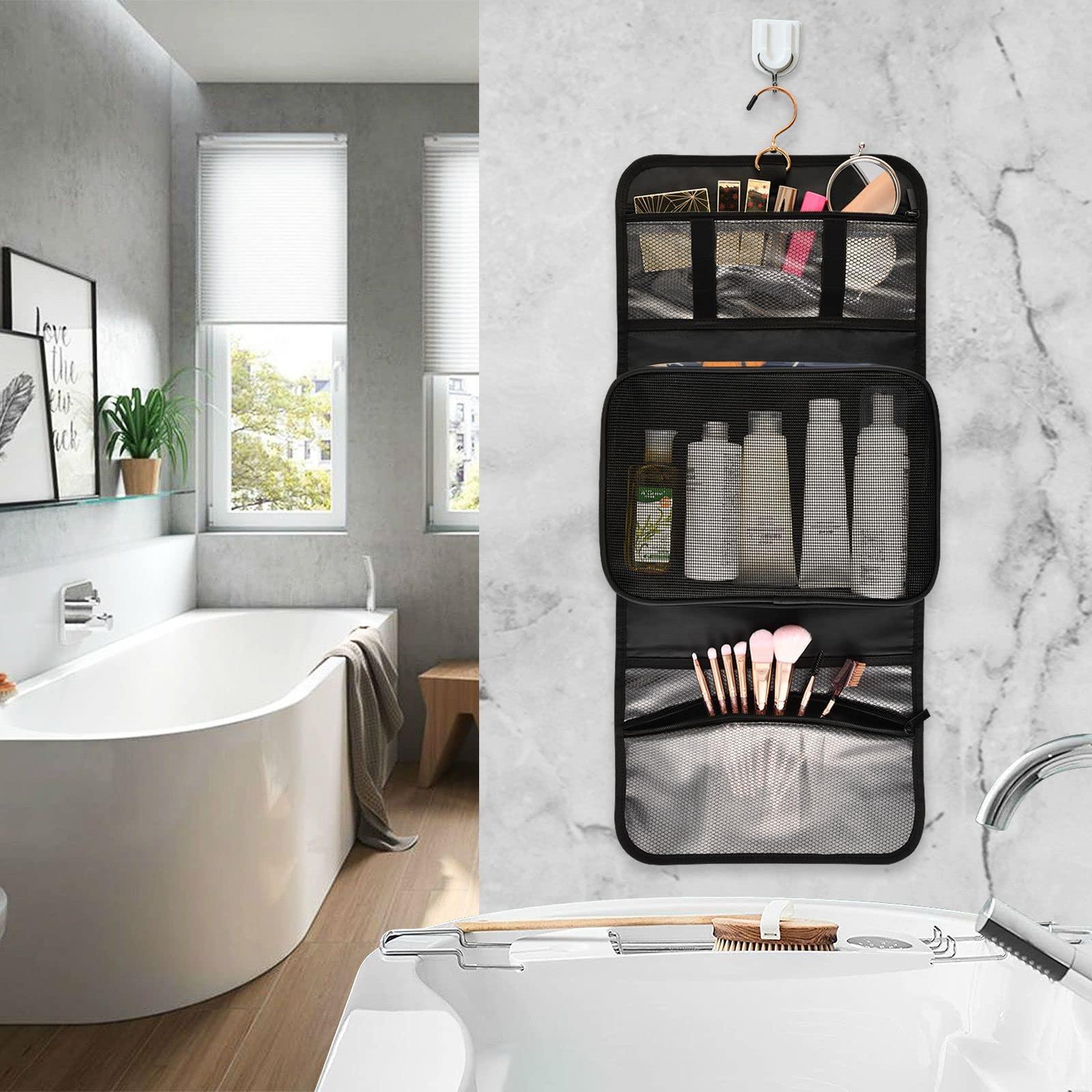 Oyihfvs Trendy Hawaii Tropical Exotic Hibiscus Flowers with Palm Leaves 3 PCs Set Toiletry bags, 1 Women\'s Travel Cosmetic Bag, 1 Hanging Toiletry Wash Bag, 1 Brush Case, Portable Makeup Storage Case