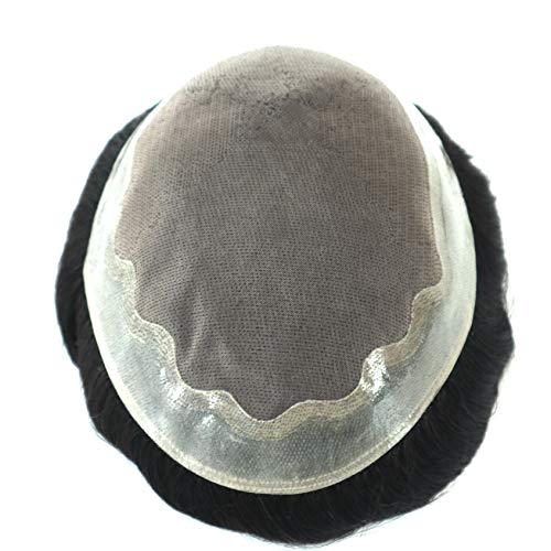 Hair Nature Mens Toupee Real Human Black Hair Replacement System Hair Cutting System for Men Thin Skin Real Gents Hair Fine Mono Toupee Hairpieces 7x9