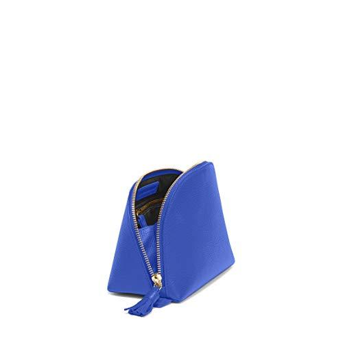Leatherology Leatherology Electric Blue Medium Clamshell Makeup Bag