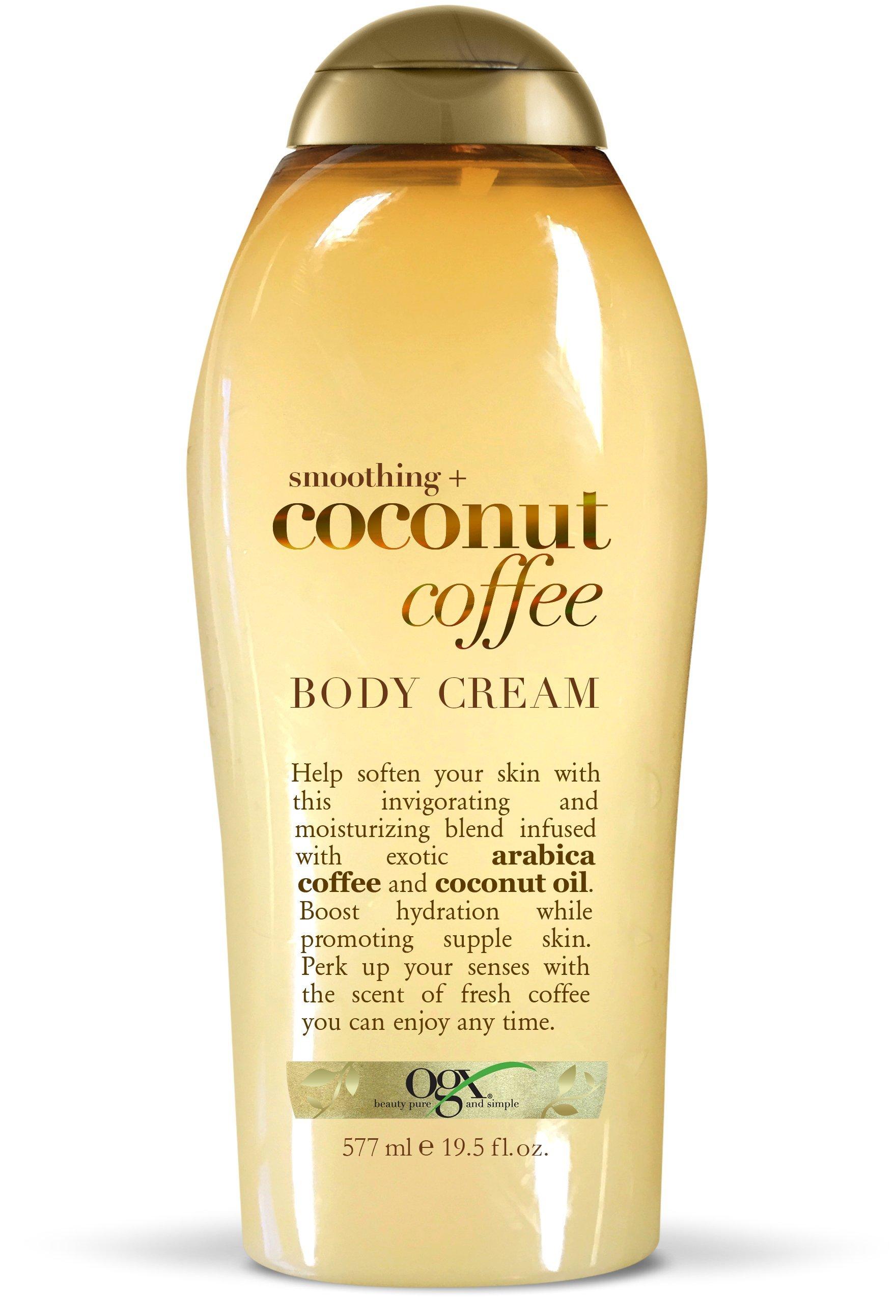 OGX OGX Smoothing + Coconut Coffee Exfoliating Body Scrub with Arabica Coffee & Coconut Oil & Smoothing + Coconut Coffee Body Cream 19.5 oz
