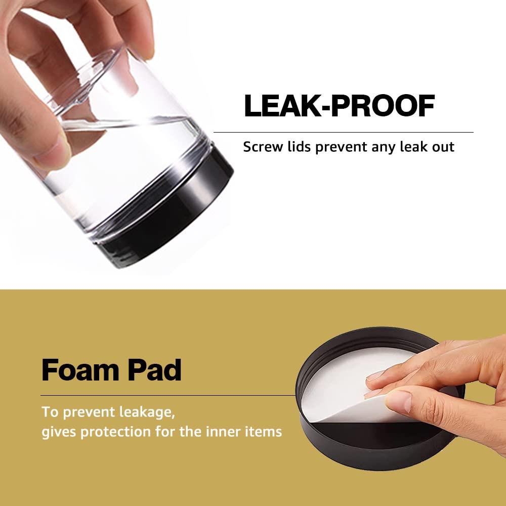 DupakSYS 4 oz Small Plastic Containers with Lids + 2oz Black & Clear Lids (Set of 48) Plastic Jars with Lids Cosmetic Jar - for Lip Scrub, Cream, Slime, Craft Storage