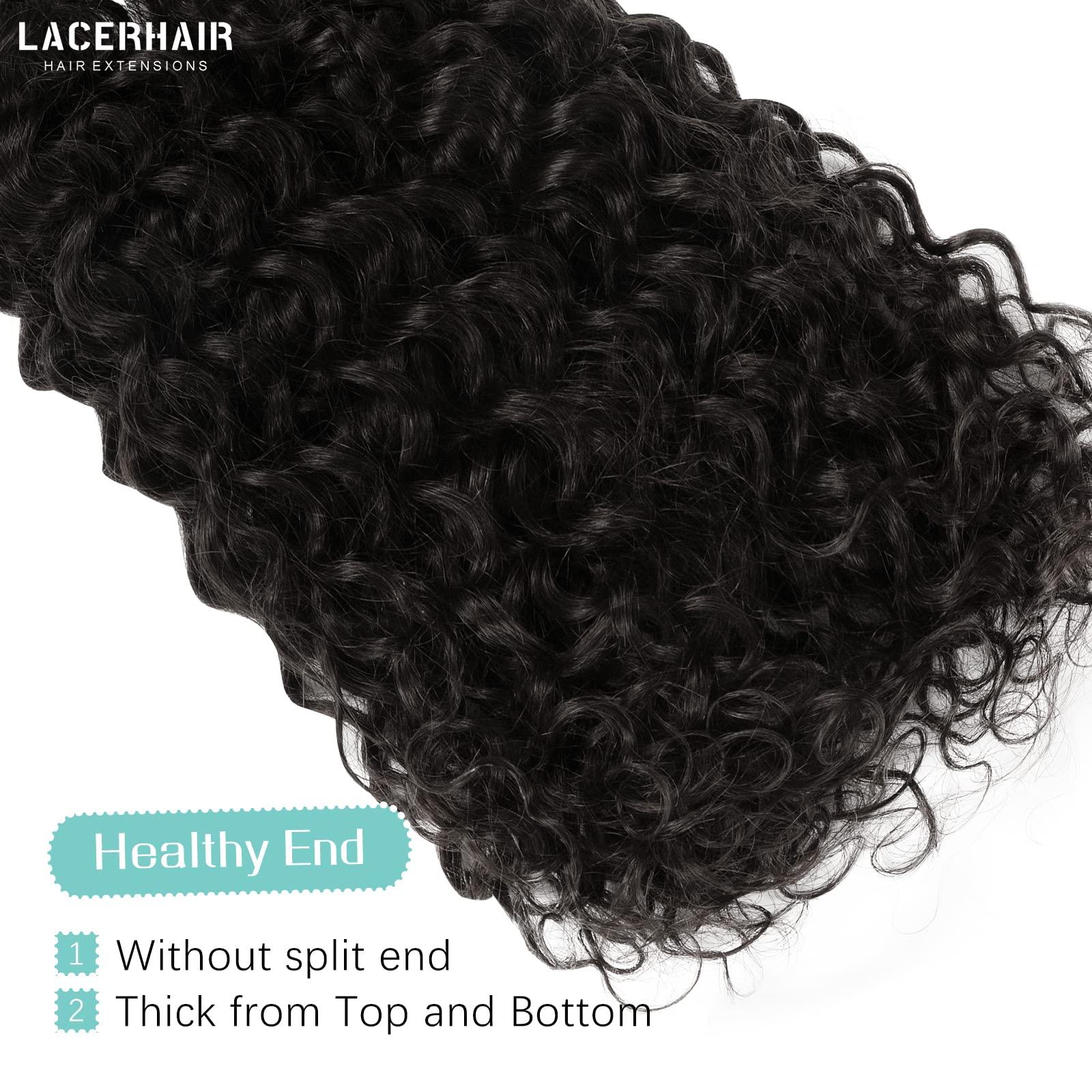 Lacer Lacerhair Jerry Curly Tape in Black Hair Extensions Human Hair Extensions 3B 3C Virgin Double Sided Curly Hair Extensions Real Human Hair Tape in for Black Women #1B 12 Inch 80G/32Pcs