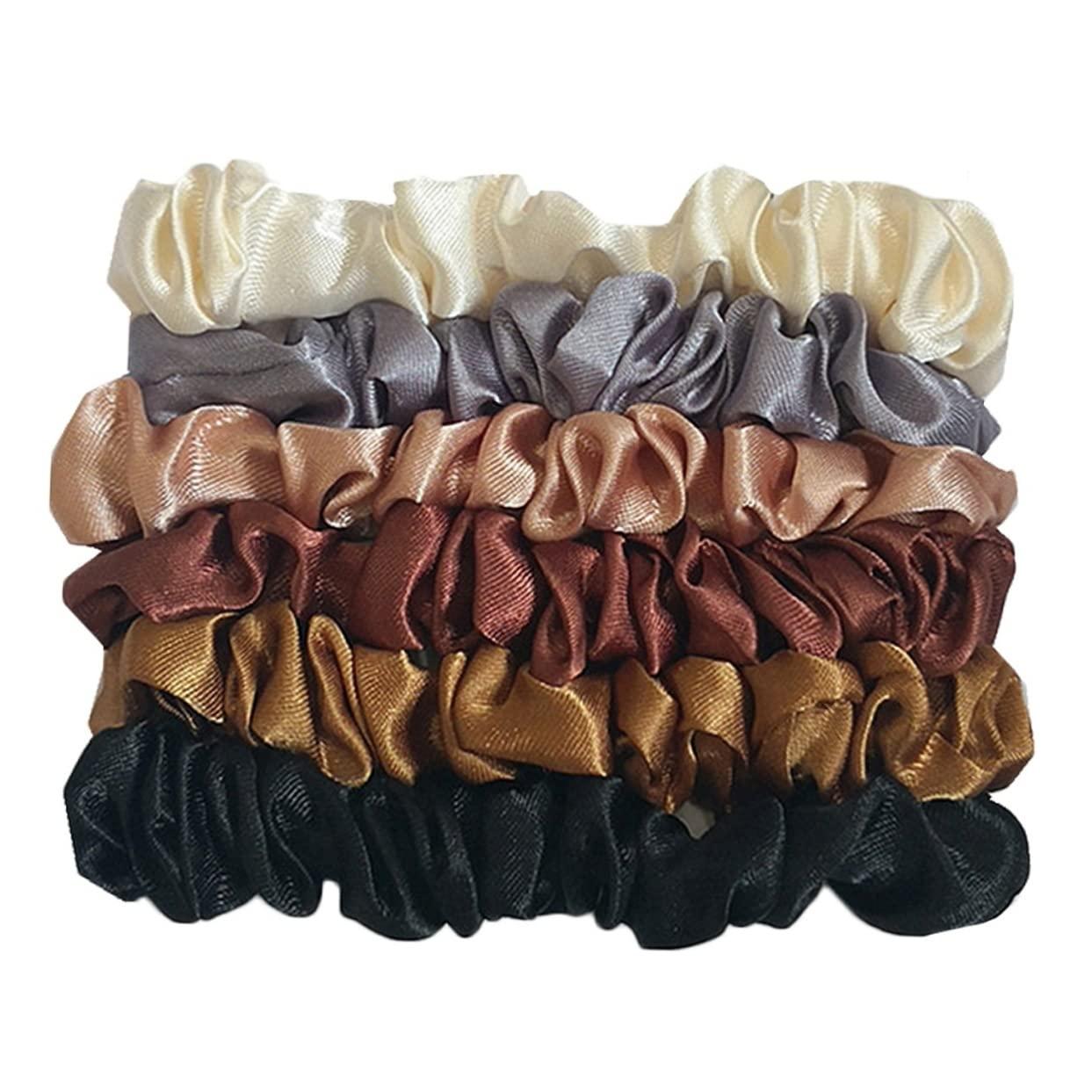 VINTORKY VINTORKY Chic Retro Hair Ties Set 12 Pcs Silk Satin Hair Bands for Girls Ponytail Holders Stretchy Elastic for Women