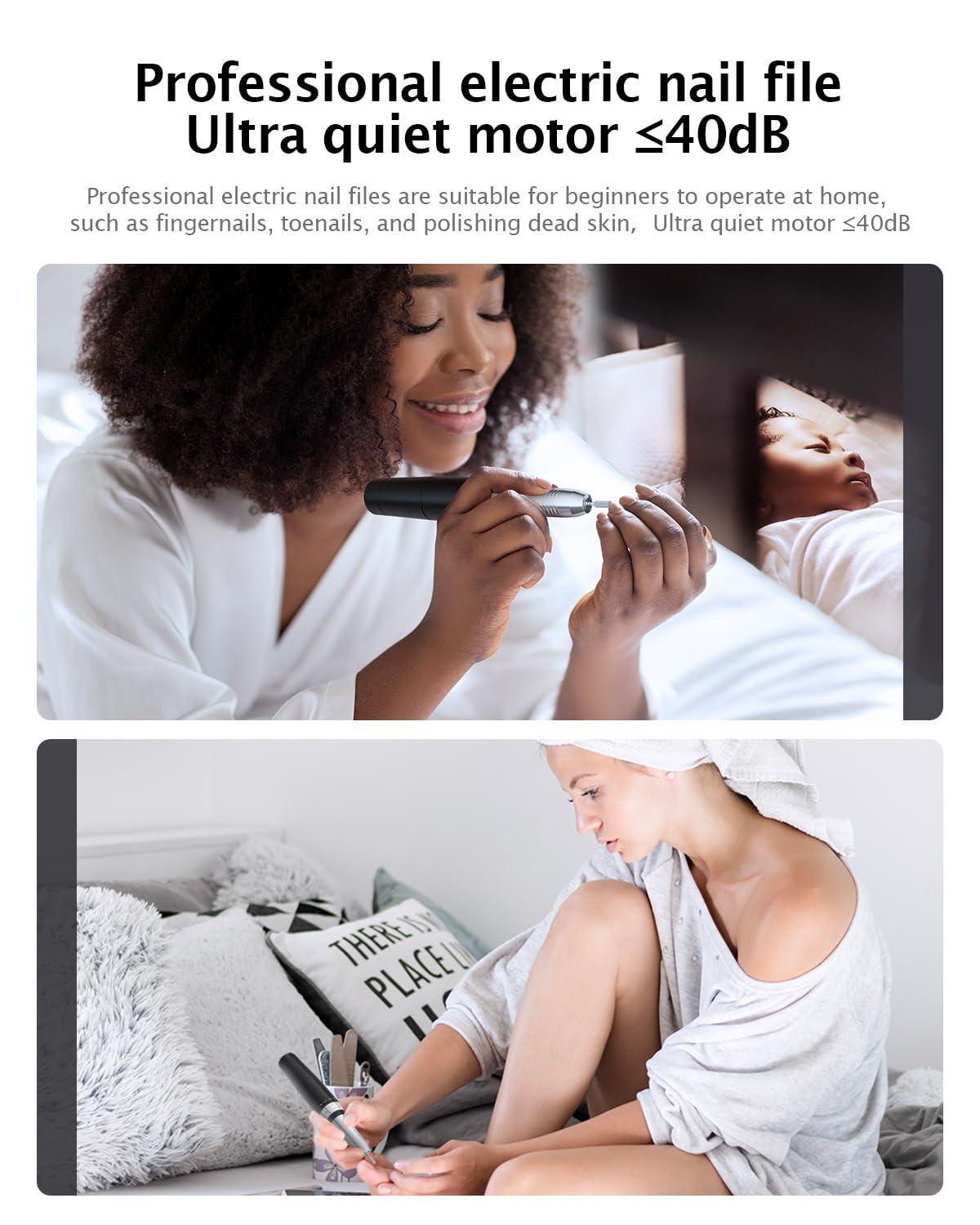 Farocup Professional Electric Nail Drill Kit, Cordless Nail File Machine for Home/Salon Use, 5-Speed Manicure Pedicure Tools with LED Light, Quiet Nail Grinder for Acrylic/Gel/Thick Toenails