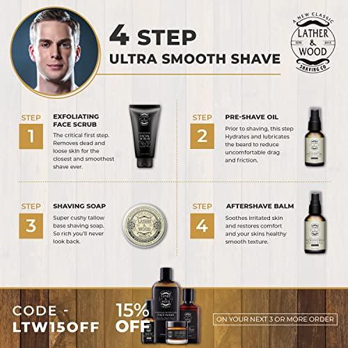 Lather & Wood Shaving Co Best Pre-Shave Oil, Sandalwood, Premium Shaving Oil for Effortless Smooth Irritation-free Shave. 1 Oz
