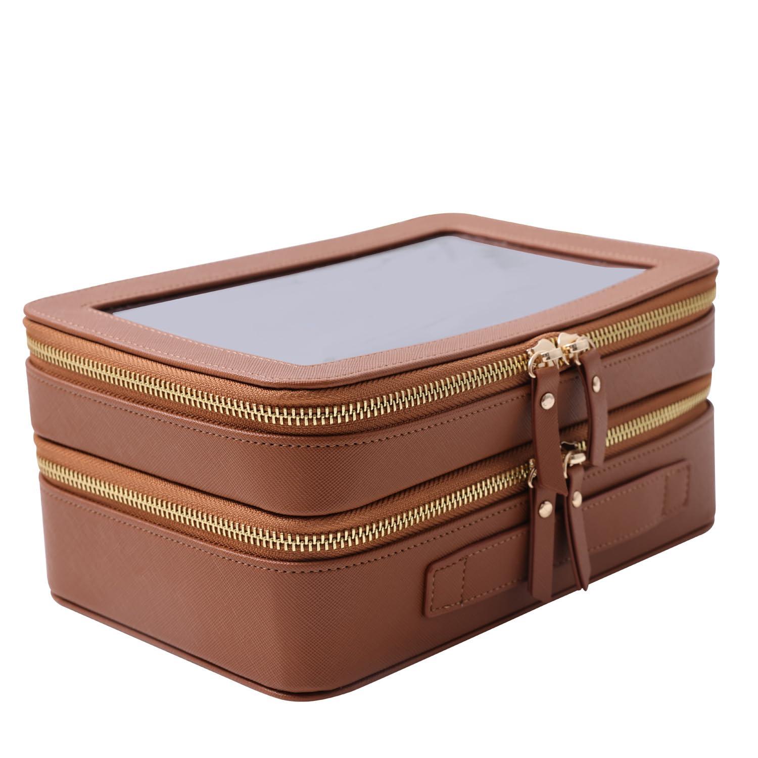 SANHECUN SANHECUN Clear Travel Toiletry bag Toiletry Case Carry on Travel Accessories Bag Makeup Bag (Brown, SHC-TL-2)