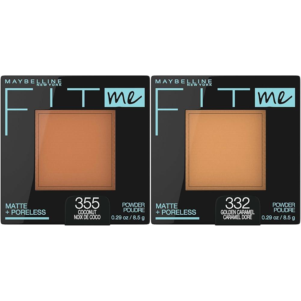 MAYBELLINE Maybelline Fit Me Matte + Poreless Pressed Face Powder Makeup & Setting Powder, Coconut & Golden Caramel, 1 Count Each