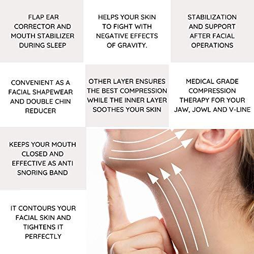 ikido Post Surgery Facial Compression Garment Chin Strap Band, Double Chin Face Wrap Tape, Jawline Exerciser, Face Slimmer, Jowl Tightening, Chin Lifting Belt (Black)