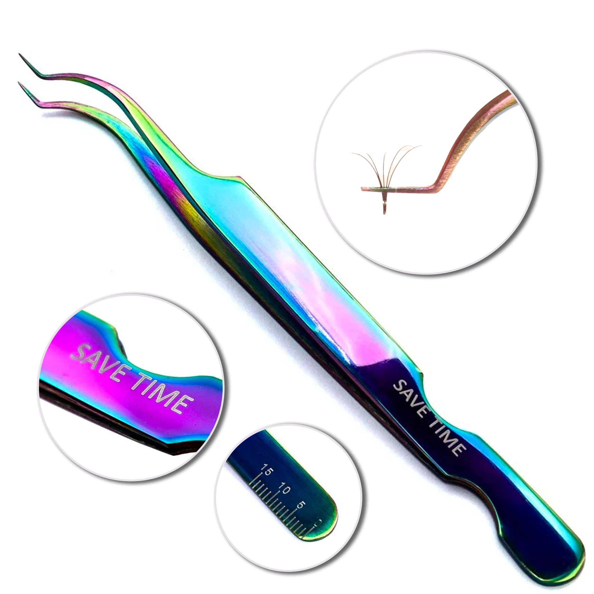 LLBA LLBA Lash Tweezer Professional Volume False Lash Application Tool | Multi Shapes & Purposes Tweezers | Non-Slip Grip Tweezers for Volume, Isolation & Classic Lashes (Galaxy, Save Time Inner Corner)