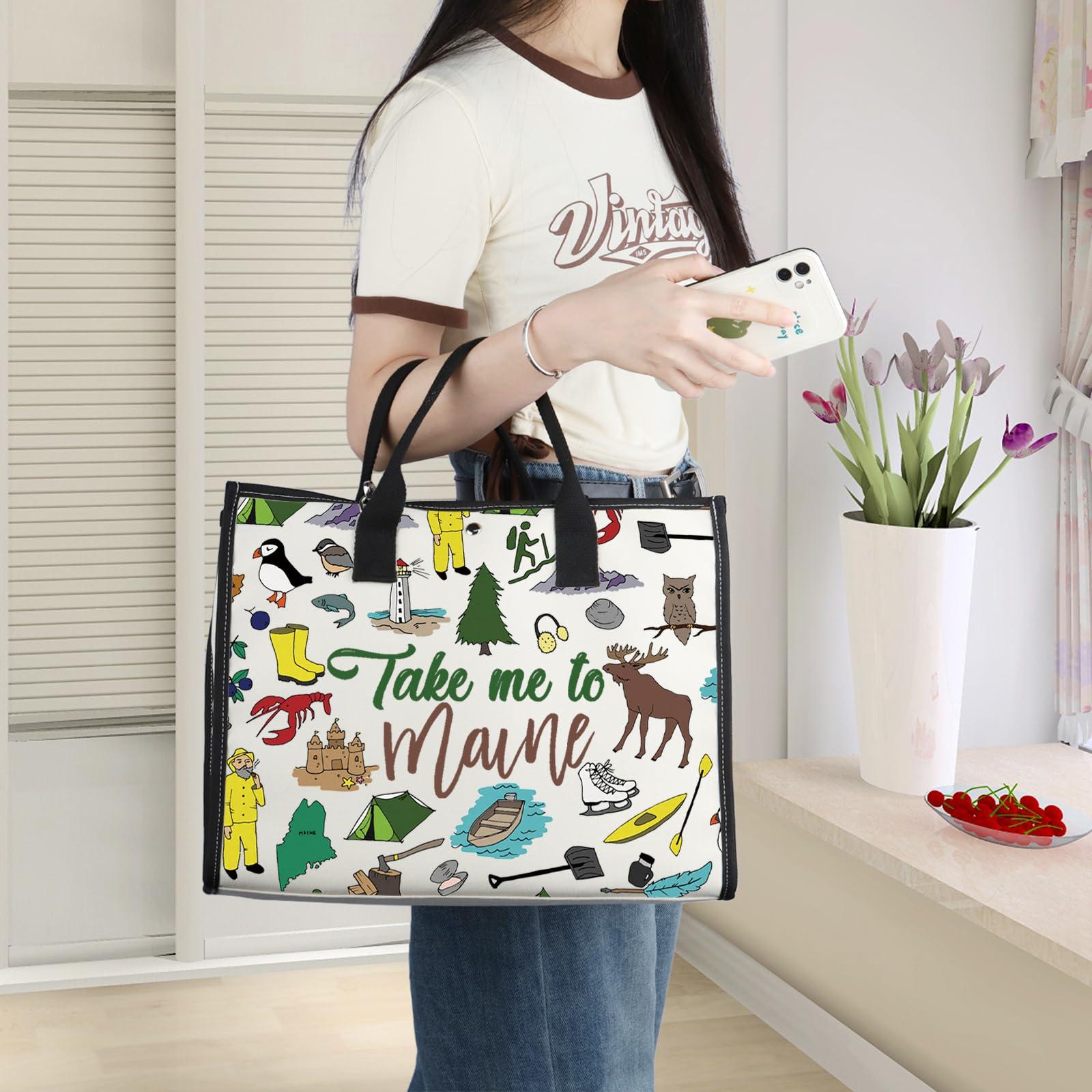 WZMPA WZMPA Maine State Cosmetic Bag Maine Souvenir Gifts Take Me To Maine Zipper Pouch Bag Maine State Merchandise (To Maine-TB)