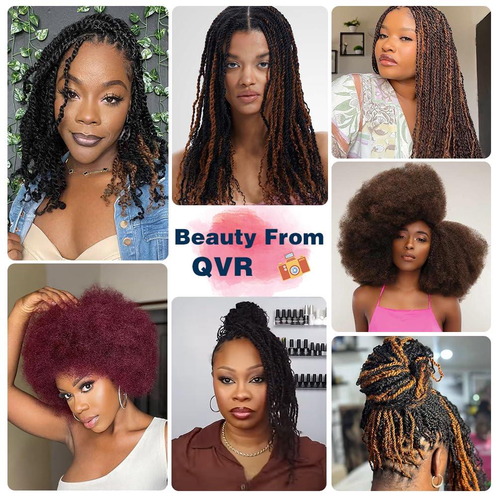 QUEEN VIRGIN REMY QUEEN VIRGIN REMY QVR Afro Kinkys Bulk Human Hair for Dreadlock Extensions Repair Locs, Twist Braiding Afro Kinky Human Hair for Locs 1 Pack 50 Gram, 14 Inch, HONEY BLONDE