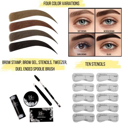 Roman Lon Cosmetics Eyebrow Stamp and Stencil Kit for Perfect Brow Shaping| Brow Stamp Kit Reusable Eyebrow Stencils Waterproof & Long-lasting
