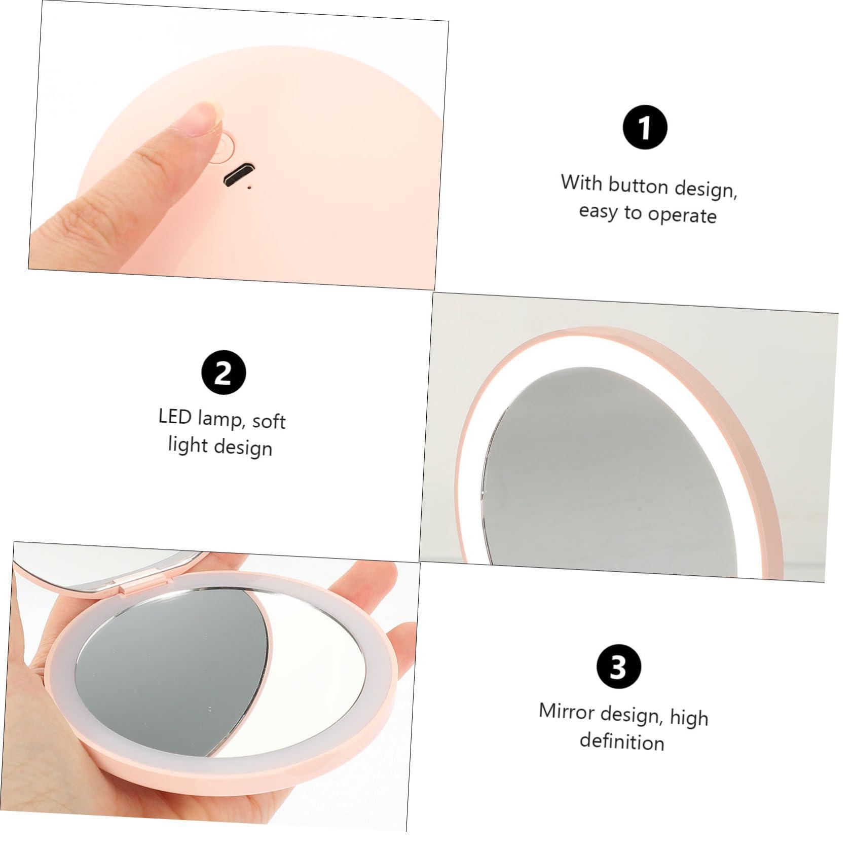 Gogogmee Gogogmee Rechargeable LED Makeup Mirror Foldable Compact Travel Mirror for Women Lighted Cosmetic Mirror for Touch Ups and On The