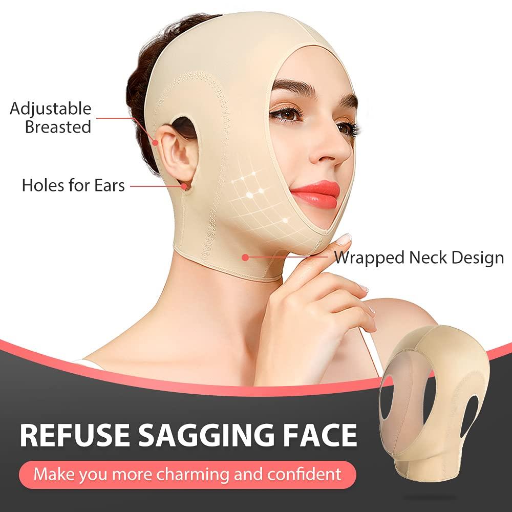 JLK-ZHOU JLK-ZHOU Reusable Chin strap, Slimming Strap Face Lift Tape, V Line Lifting Face Mask, Double Chin Reducer Face Neck Slimmer Tighten and Lift Facial Skin (L)