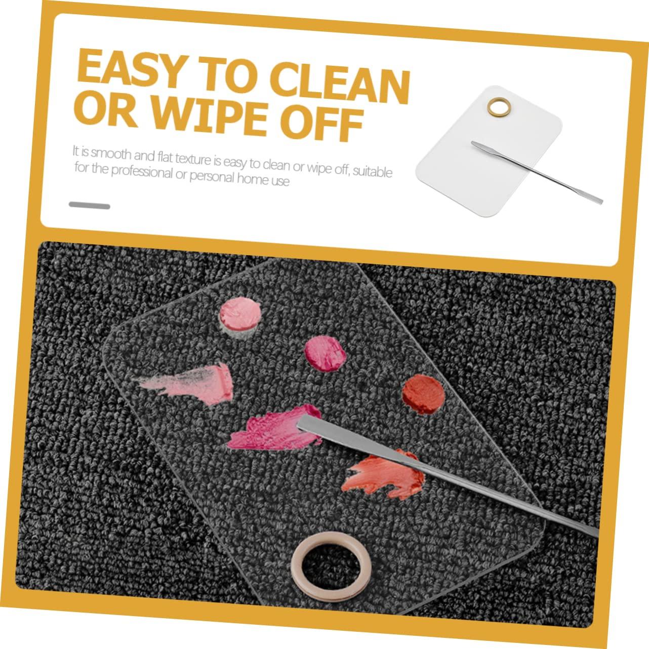 VINTORKY VINTORKY 2 Sets Beauty Palette Cosmetic Mixing Plate Makeup Artist Tool Mixing Palette Cosmetic Spatula Makeup Palette Makeup Hand Mixing Tray Makeup Plate Kit Artist Mixing White Acrylic