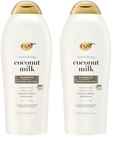 OGX OGX Nourishing Coconut Milk Shampoo for Strong, Healthy Hair - With Coconut Oil, Egg White Protein, Sulfate & Paraben-Free - 25.4 fl oz (Pack of 2)