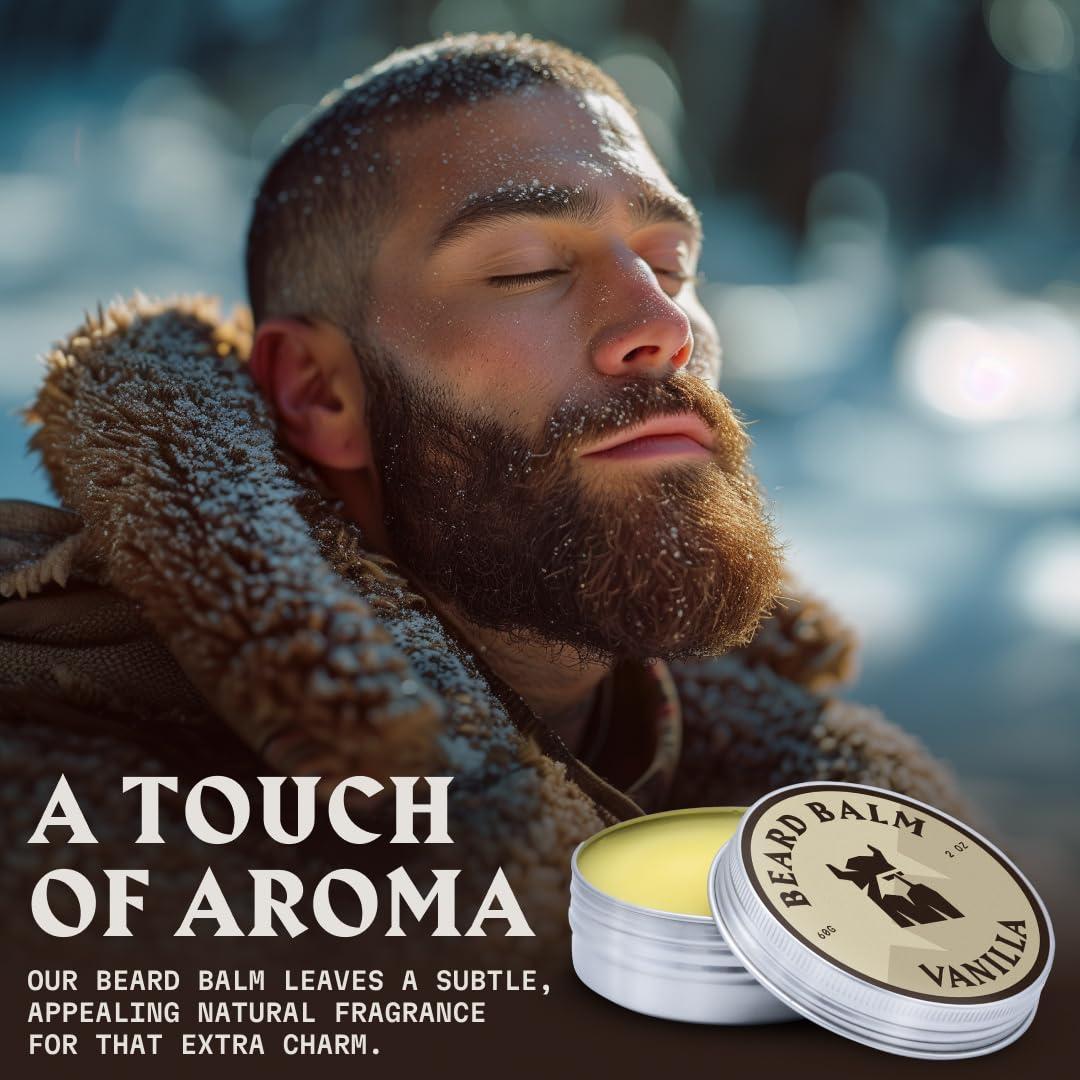 Striking Viking Striking Viking Beard Balm for Men  Leave-in Beard Conditioner to Smooth, Shape, Moisturize & Soften Coarse, Dry Facial Hair  Vanilla Scented with Shea Butter, Tea Tree, Argan & Jojoba Oils, 2 Oz