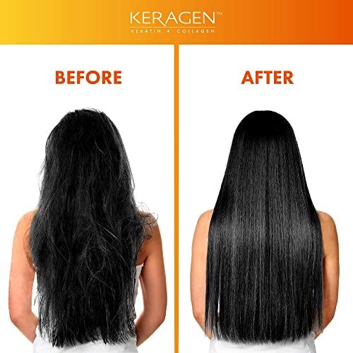 KERAGEN KERAGEN - Brazilian Keratin Smoothing Treatment, Blowout Straightening System for Dry and Damaged Hair - Forte, Sulfate Free - Eliminates Curls and Frizz, Medium to Coarse Hair (2 Oz)