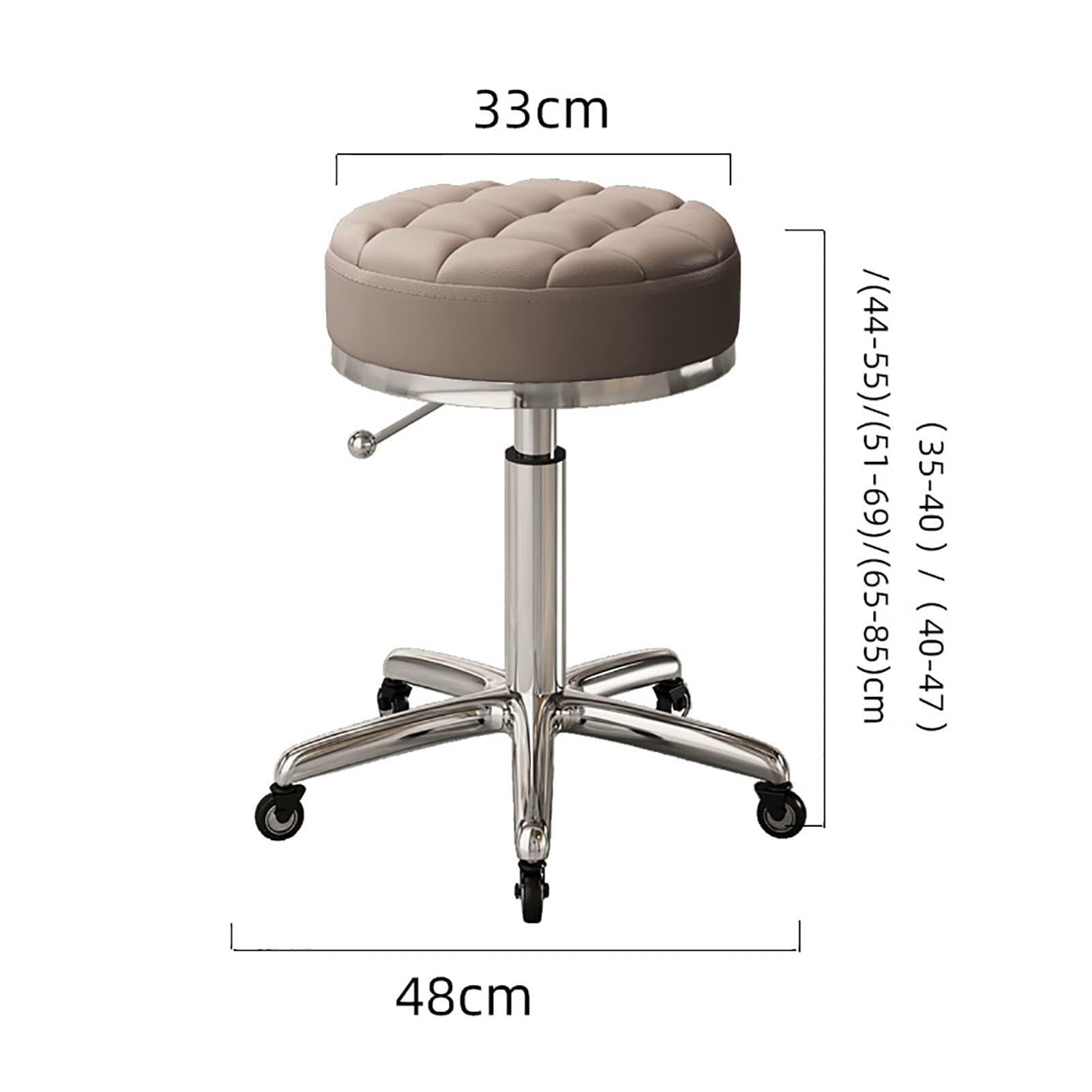 PTHTBL Rolling Stool with Wheels, Heavy Duty Lash Chair Adjustable for Tattoo Lab Massage Salon Spa Drafting, 360 Swivel, Leather, Thick Seat Padding,D