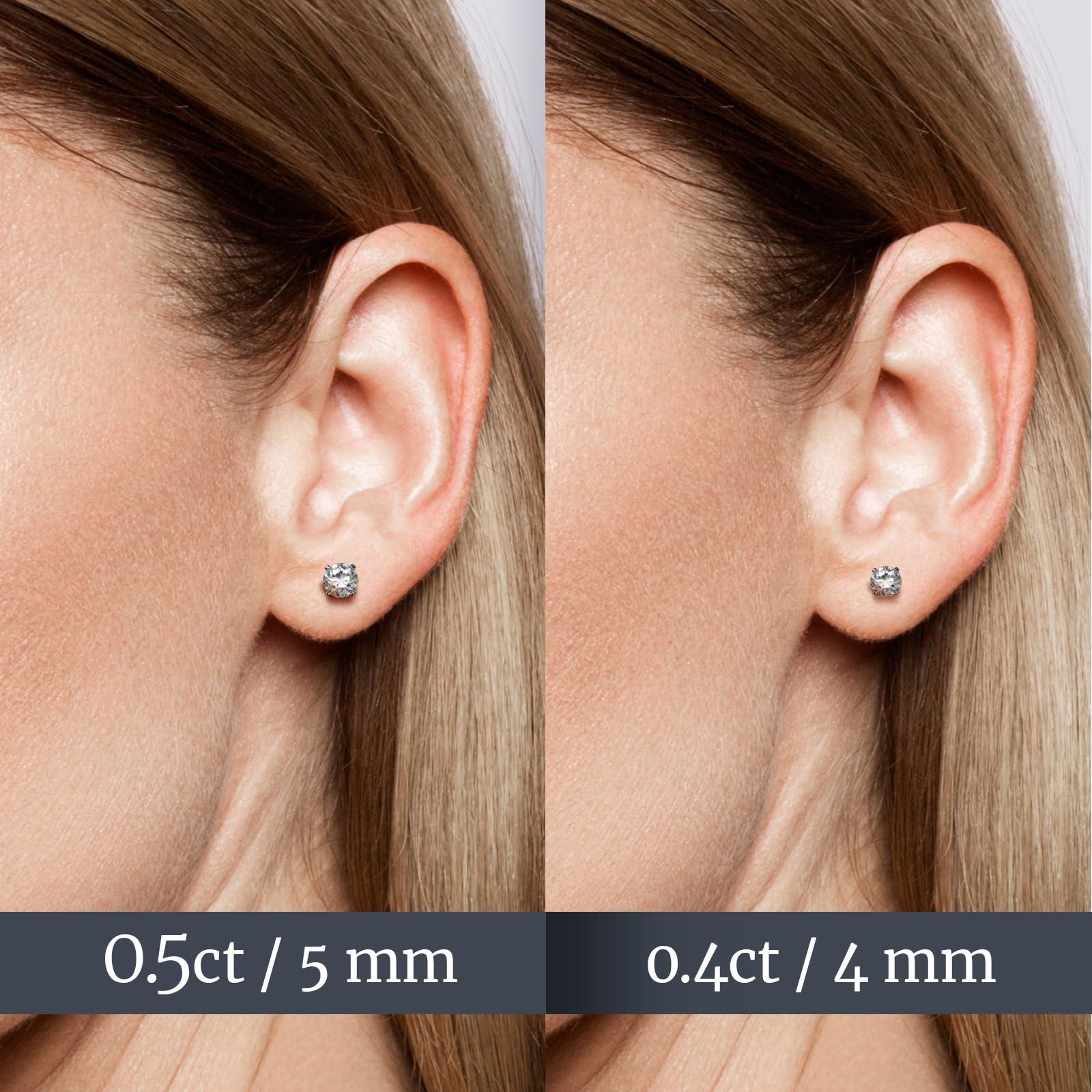 SugarTang 2 Pairs of Ear Piercing Kit and 3 Pairs of Moissanite Stud Earrings for Women, Lab-Created Diamond Eearrings with Gold Plated 925 Sterling Silver, Best Daint