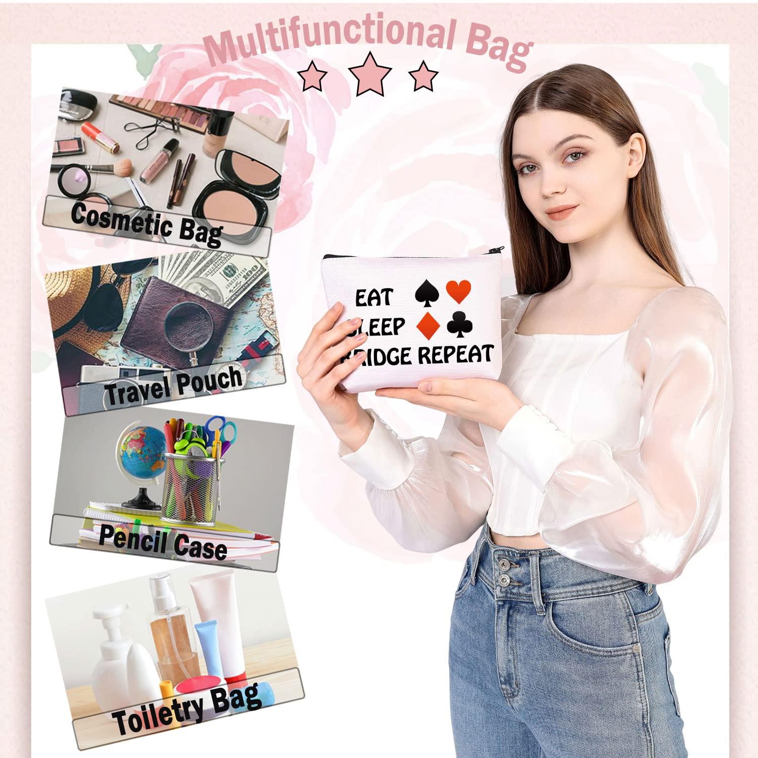 BDPWSS BDPWSS Eat Sleep Bridge Repeat Makeup Bag Bridge Player Gift Bridge Card Game Gift Bridge Lover Poker Player Gift Gambler Gift (Eat Sleep Bridge)