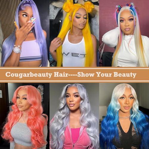 COUGARBEAUTY COUGARBEAUTY 24 Inch Lace Front Wig Human Hair Straight HD Lace Frontal Wig Human Hair 13x6 200 Density Glueless Wigs Human Hair Pre Plucked with Baby Hair for Women Natural Black Human Hair Wig