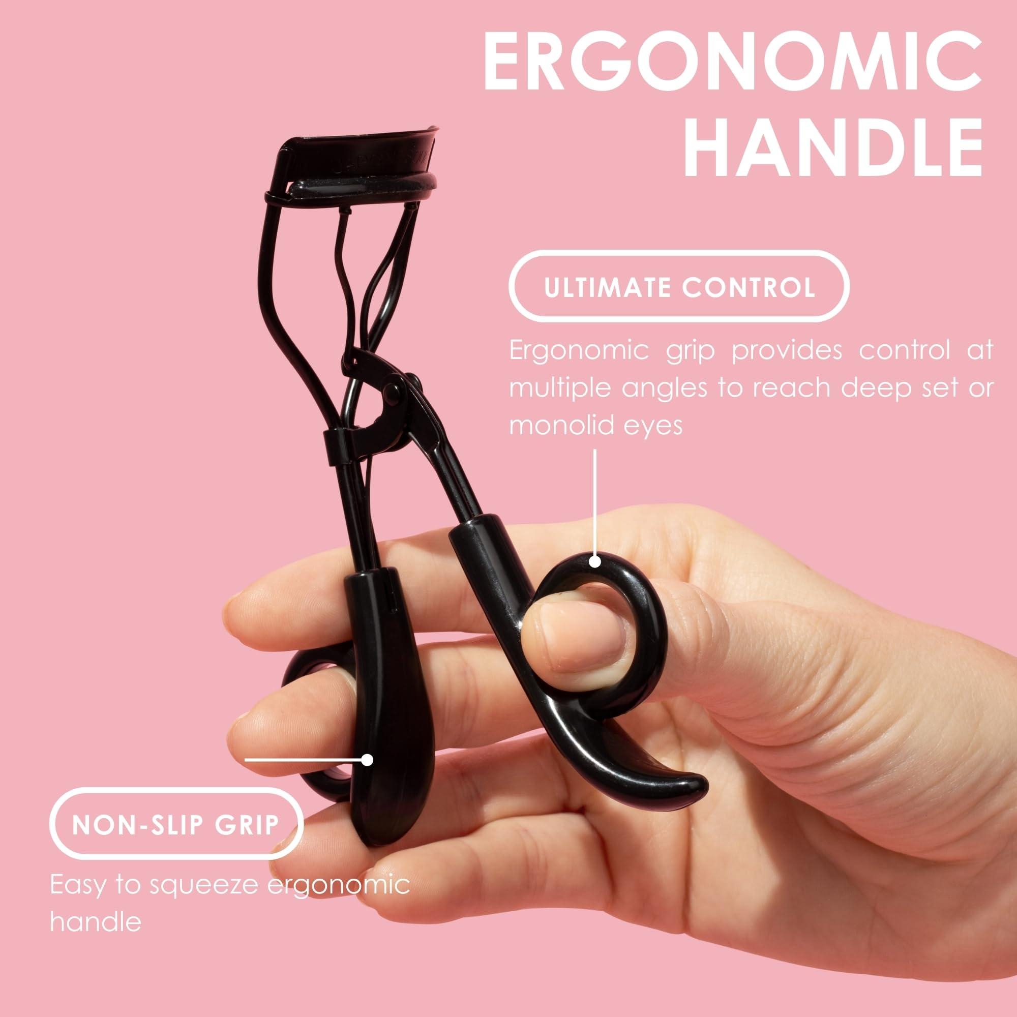 JAPONESQUE JAPONESQUE Pro Performance Lash Curler with Natural Arch for Sweeping Volume on Natural or False Lashes, Holds Curl for up to 8 Hours, Includes 1 Refill Pad