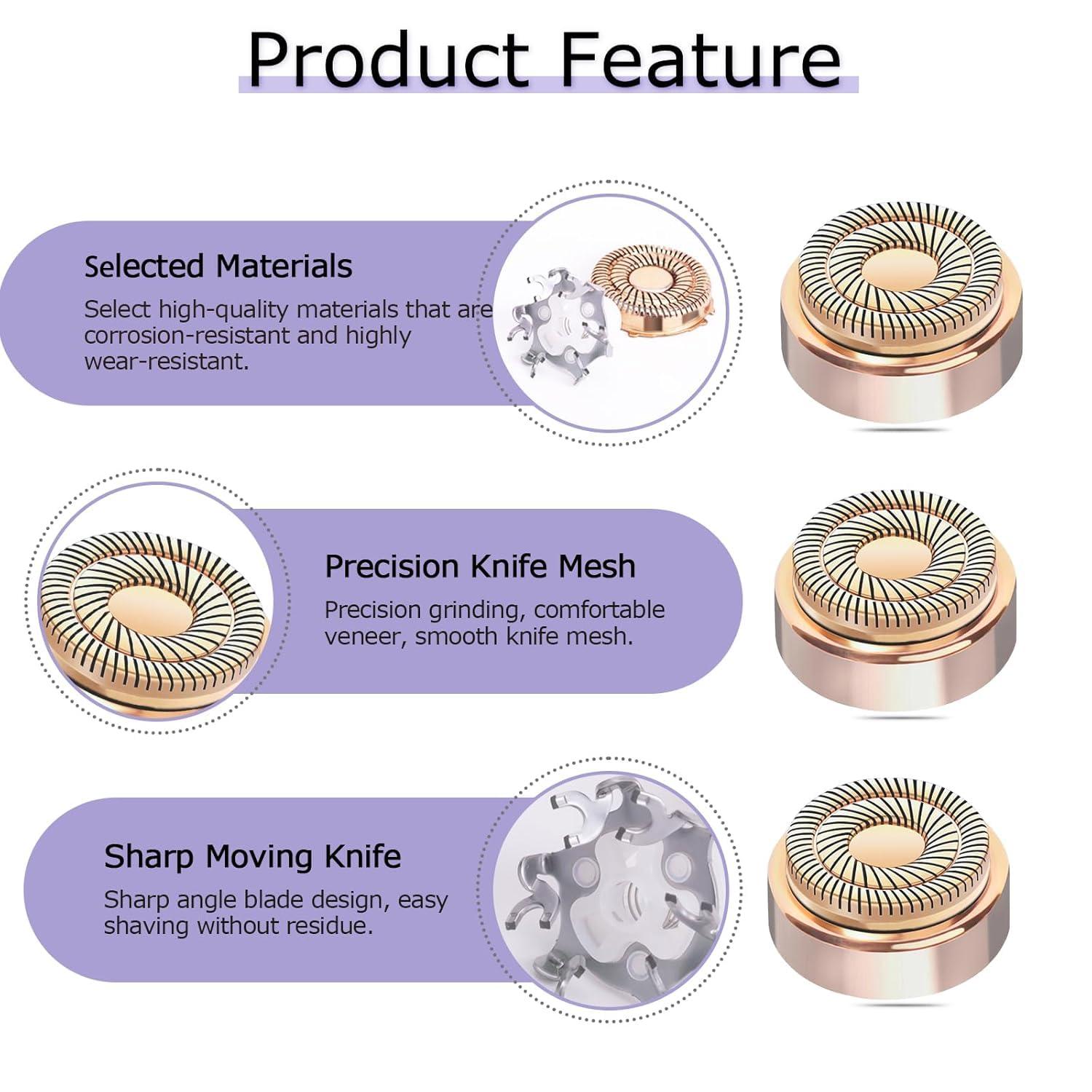 Midnt Gen 2 Replacement Heads for Flawless Facial Hair Remover, Shaver Pro Replacement Blades Heads Compatible with Finishing Touch Flawless Hair Removal for Woman Face,As Seen on TV.(6 Pack)