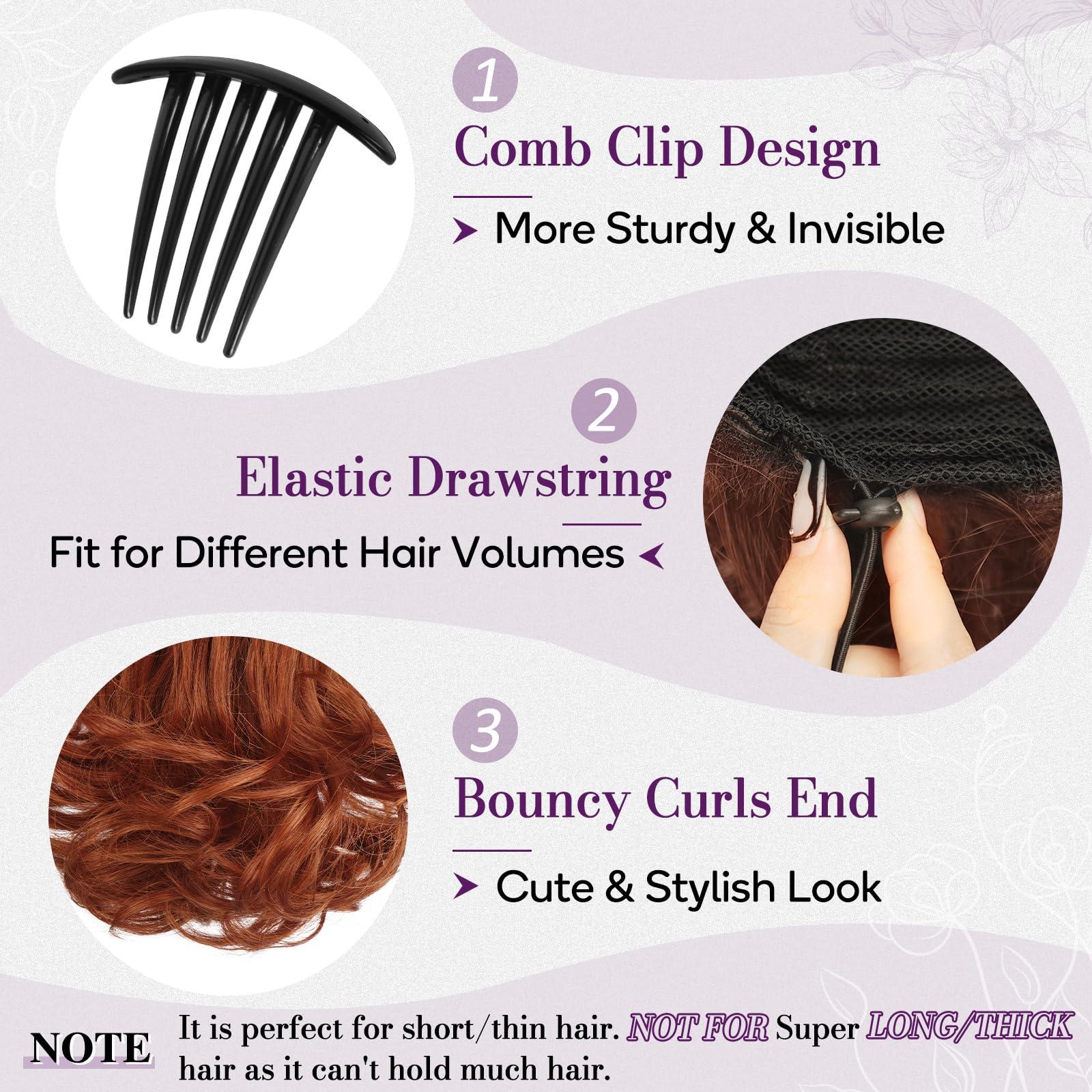 BARSDAR BARSDAR Copper Red Ponytail Extension - 10 Inch Short Wavy Drawstring Ponytail Hair Extensions for Women - Synthetic Comb Clip in Ponytail Hairpieces Fake Pony Tails - Copper Red