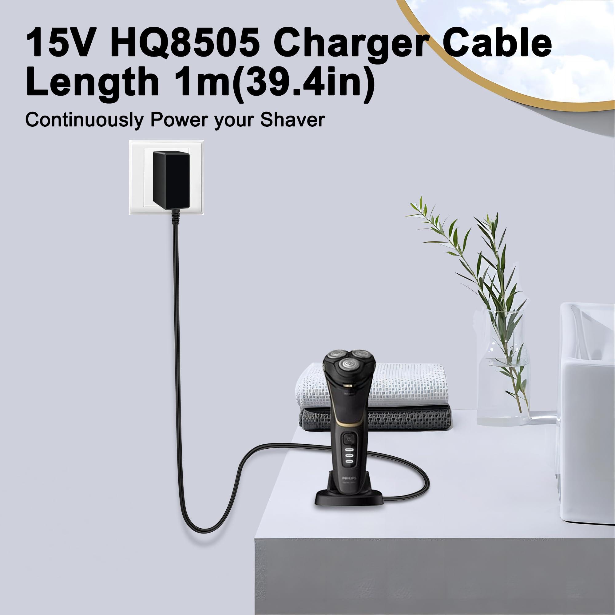 Jewaytec Charger for Philips-Norelco-HQ8505 Norelco 7000 5000 3000 9000 Series Electric Shaver Razor, Aquatec, Arcitec, Multigroom Beard Trimmer & More 15V AC Adapter Power-Supply Cord by Jewaytec