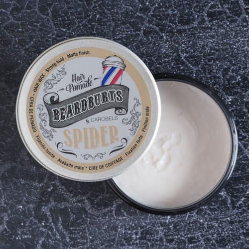 BY CAROBELS BEARDBURYS BY CAROBELS BEARDBURYS Barber Grade Spider Hair Styling Wax With Medium Hold & Natural Looking Finish, Hair Volume for Men, 3,5 Fl Oz, Unscented, 1 Ounce