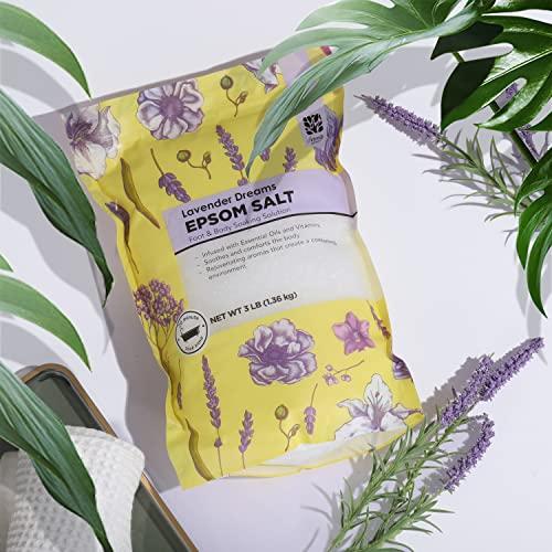 Serenity Sanctuary Epsom Salt for Soaking, 9 lb Scented Bath Salts for Women, Lavender & Eucalyptus & Coconut, Epsom Salt Bulk Bath Spa Set Gifts for Women, Mother\'s Day Gifts, 3lb (Pack of 3)