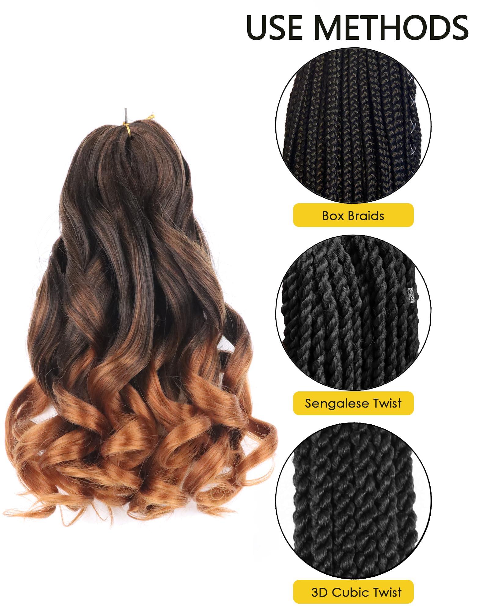 Aeagoo Short Kids Braiding Hair 10 Inch Pre Stretched French Curl Braiding Hair 8 Packs French Curls Braiding Hair Loose Wavy Braiding Hair Extensions for Box Braids10 Inch,T30