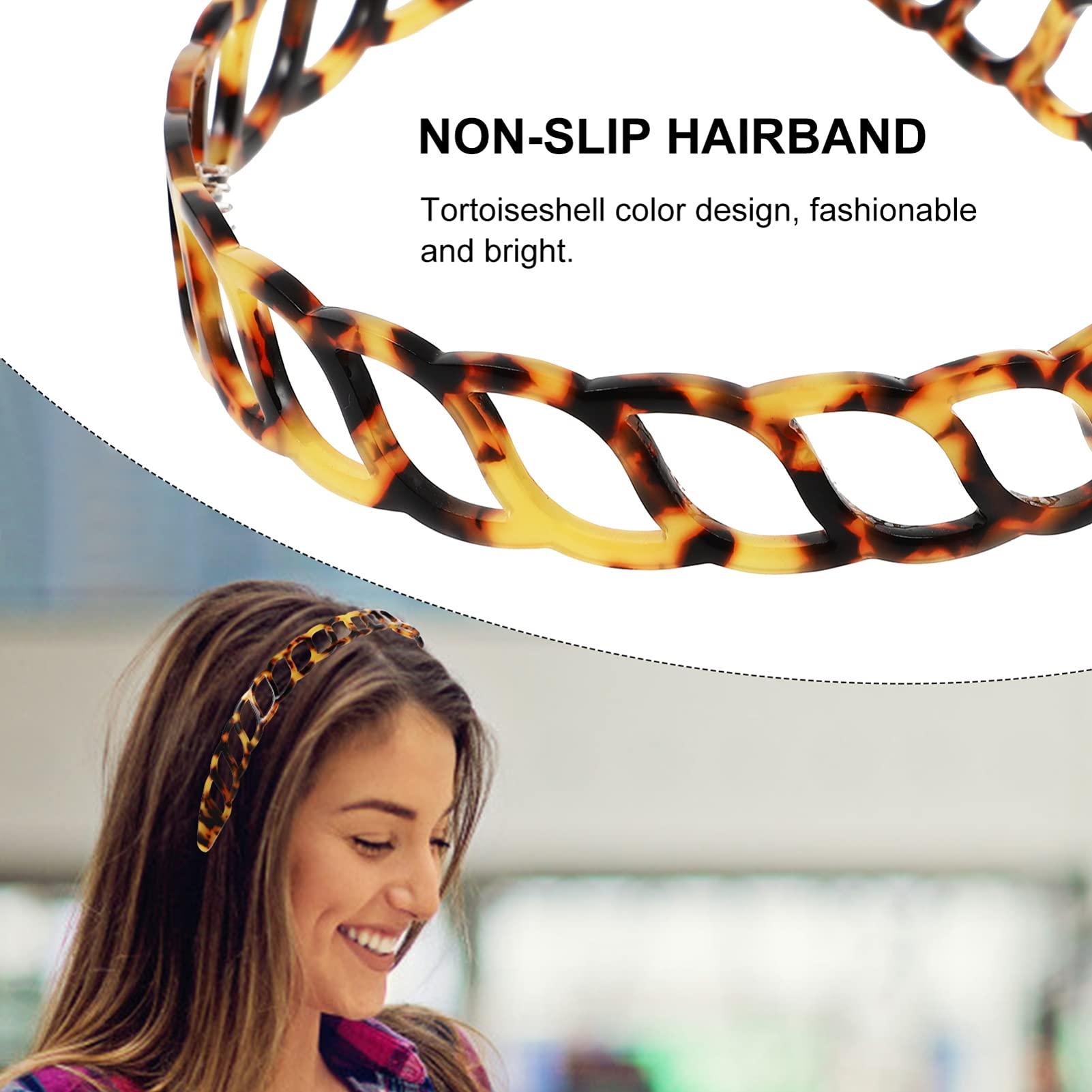 Lurrose Lurrose French Tortoise Shell Headband Celluloid Acetateh Hairband Non- slip Washing Face Hairband Hair Hoop Hair Accessorie for Women (Deep Tortoiseshell)