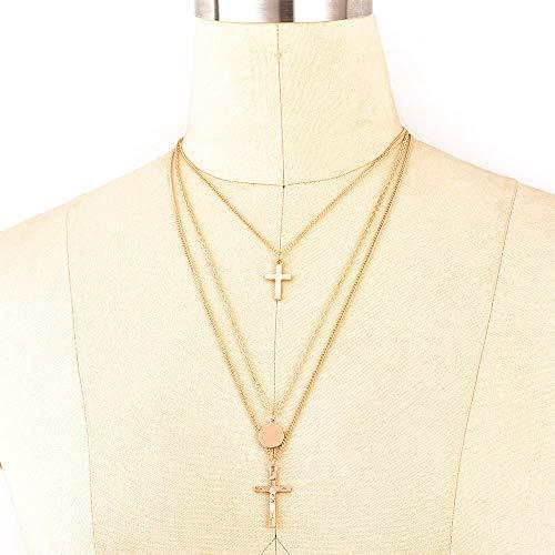 Doubnine Doubnine Gold Cross Chain Crucifix Pendant Multilayer Necklace for Women Everyday Christian Religious Jewelry