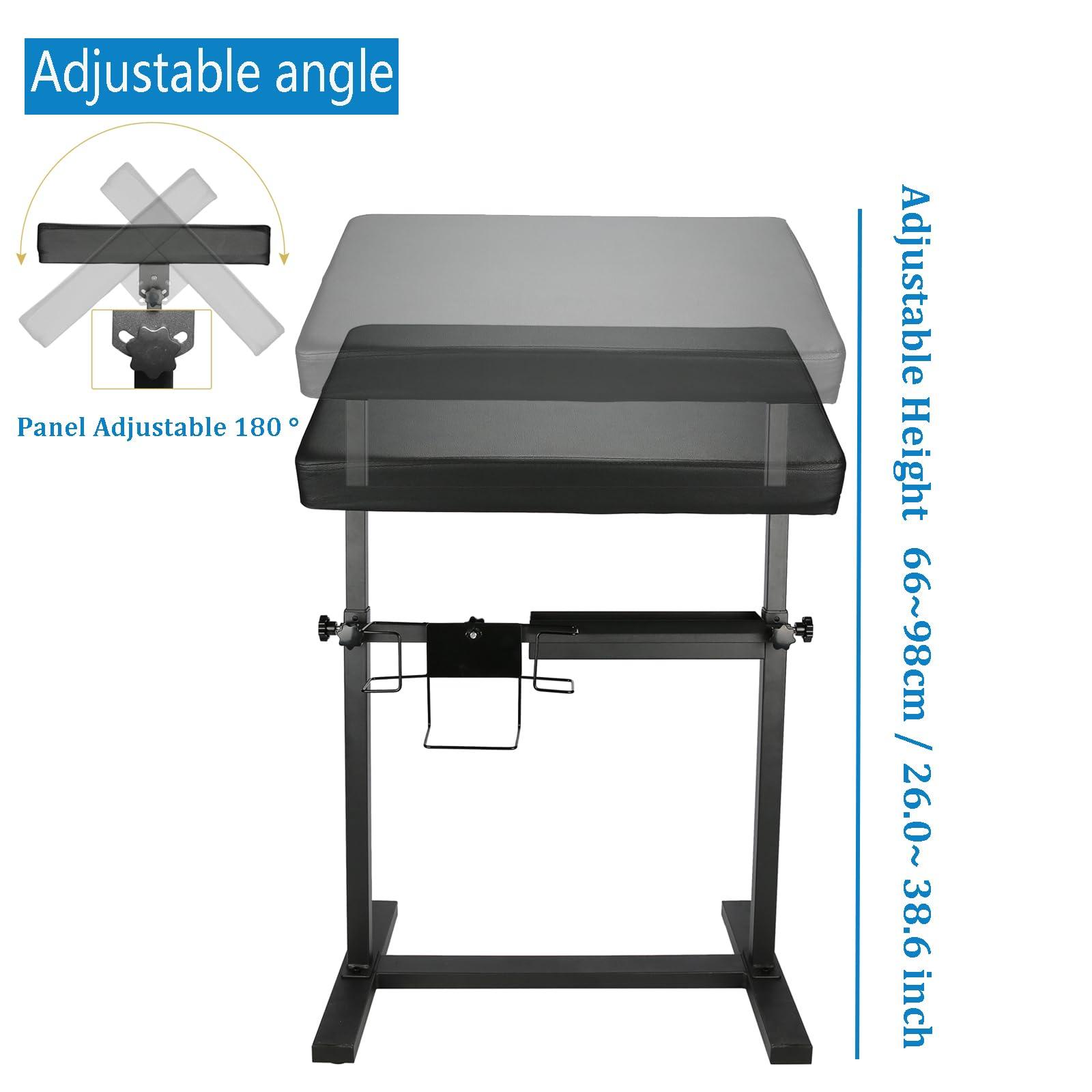 Hombtce XL Tattoo Arm Rest, Tattoo Armrest, Hombtce Multifunctional Large Tattoo Armrest, Base Structure w/Strong Stability, With Glove Rack, Pigments Rack, Quick installation, Adjustable Height