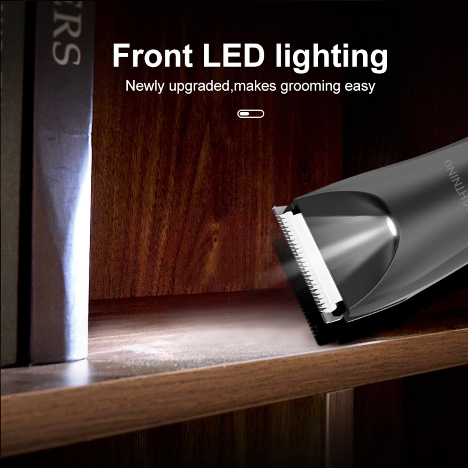 lightning LIHTNING Beard Trimmer for Men, Rechargeable Shavers for Men, Electric Razor for Men, Waterproof Groin Hair Trimmer Body Trimmer, Pubic Hair Trimmer with Standing Recharge Dock(golden)