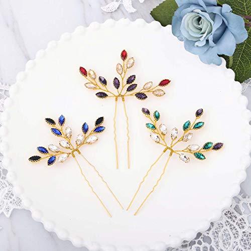 Barode Barode Baroque Crystal Wedding Hair Pins Bridal Hair Clips Accessories for Brides and Bridesmaids Pack of 2 (Red)