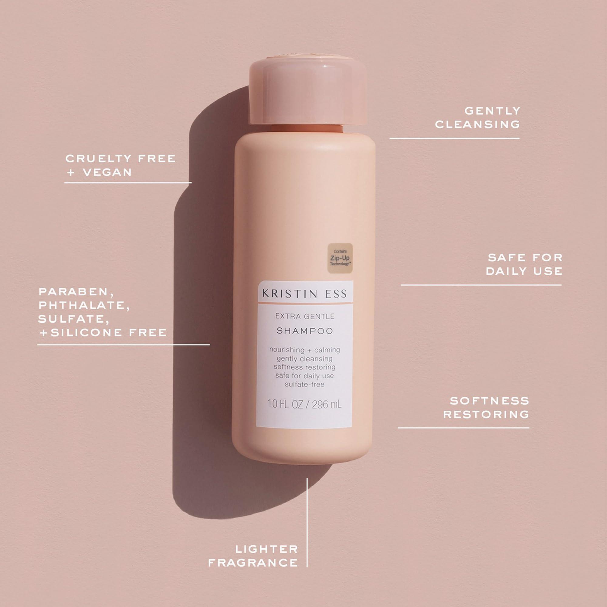 Kristin Ess Kristin Ess Hair Extra Gentle Shampoo for Sensitive Skin + Scalp, Gently Cleanses, Nourishing + Calming Shampoo, Vegan, Sulfate Free, Color Safe + Keratin Safe, 10 fl oz (Pack of 2)