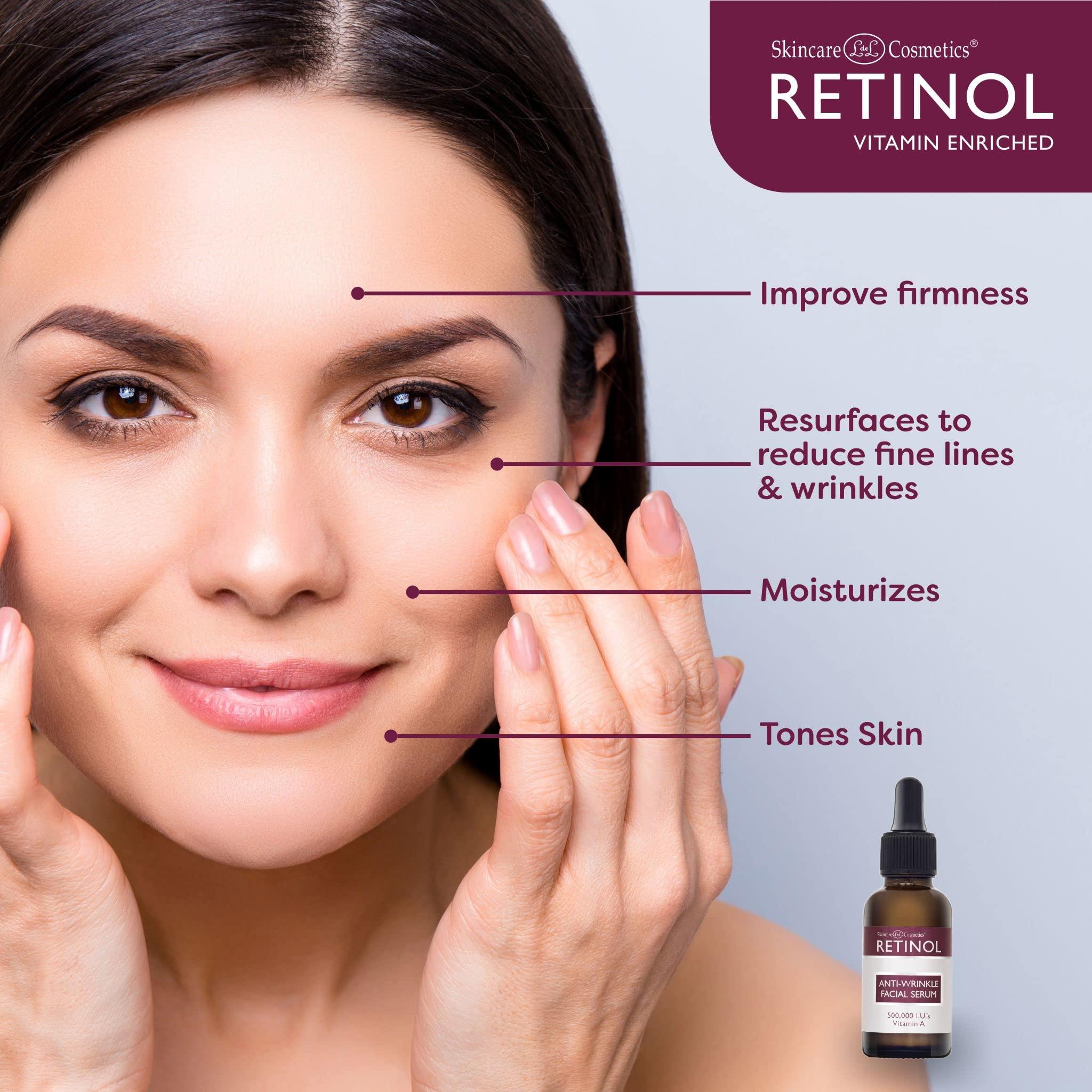 Retinol Retinol Anti-Wrinkle Facial Serum  Vitamin A Concentrate Improves Skins Elasticity & Tone and Minimizes Appearance of Fine Lines & Wrinkles  Look Younger With The Age-Defying Power Of Retinol 1 Fl Oz (Pack of 1)